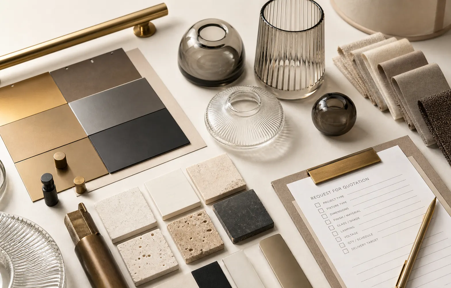 Decorative lighting material and finish samples
