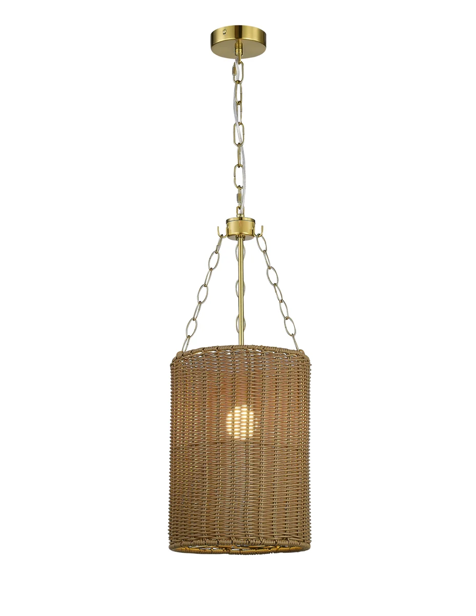 Small Natural Rattan Cylinder Pendant Light lighting offer
